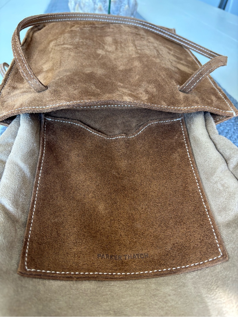 Parker Thatch Magazine Tote in Desert Sand (Suede) - Picture 9 of 11